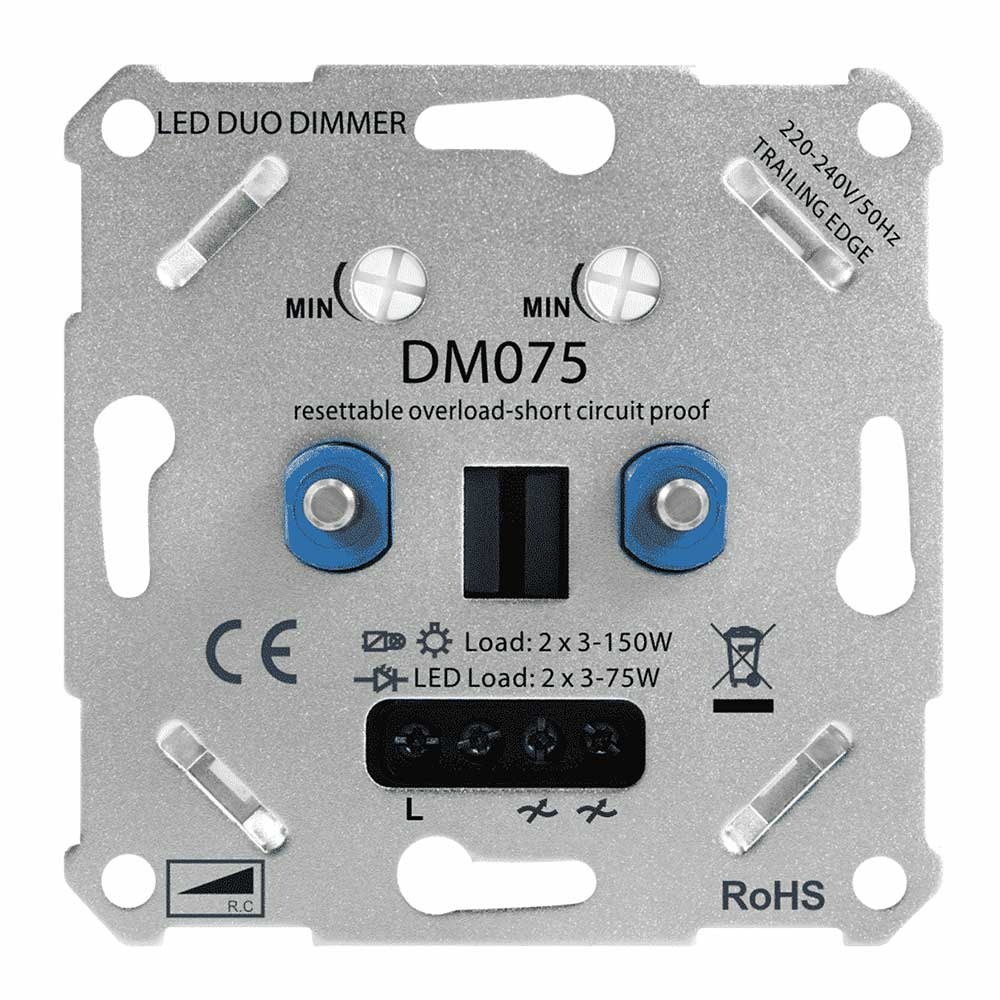 HOFTRONIC™ LED Duo Dimmer inbouw 2x3 75 Watt Fase afsnijding