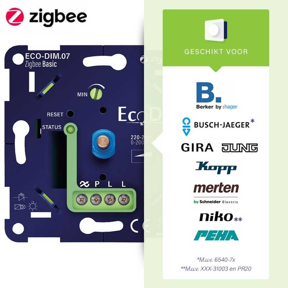 Zigbee Inbouw smart LED dimmer 0-200 Watt Fase afsnijding ECO-DIM.07