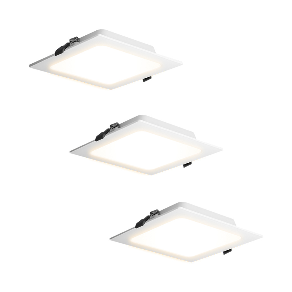 HOFTRONIC Set van 3 Virginia inbouwspots vierkant - 18 Watt 1820 lumen - 2700K Warm wit - IP20 Stofd