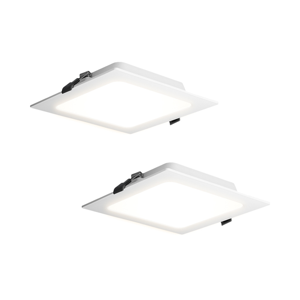 HOFTRONIC™ Set van 2 Virginia inbouwspots vierkant - 9 Watt 820 lumen - 4000K Neutraal wit - IP20 Stofdicht- 145x145mm - inbouwdiepte 25mm - Wit