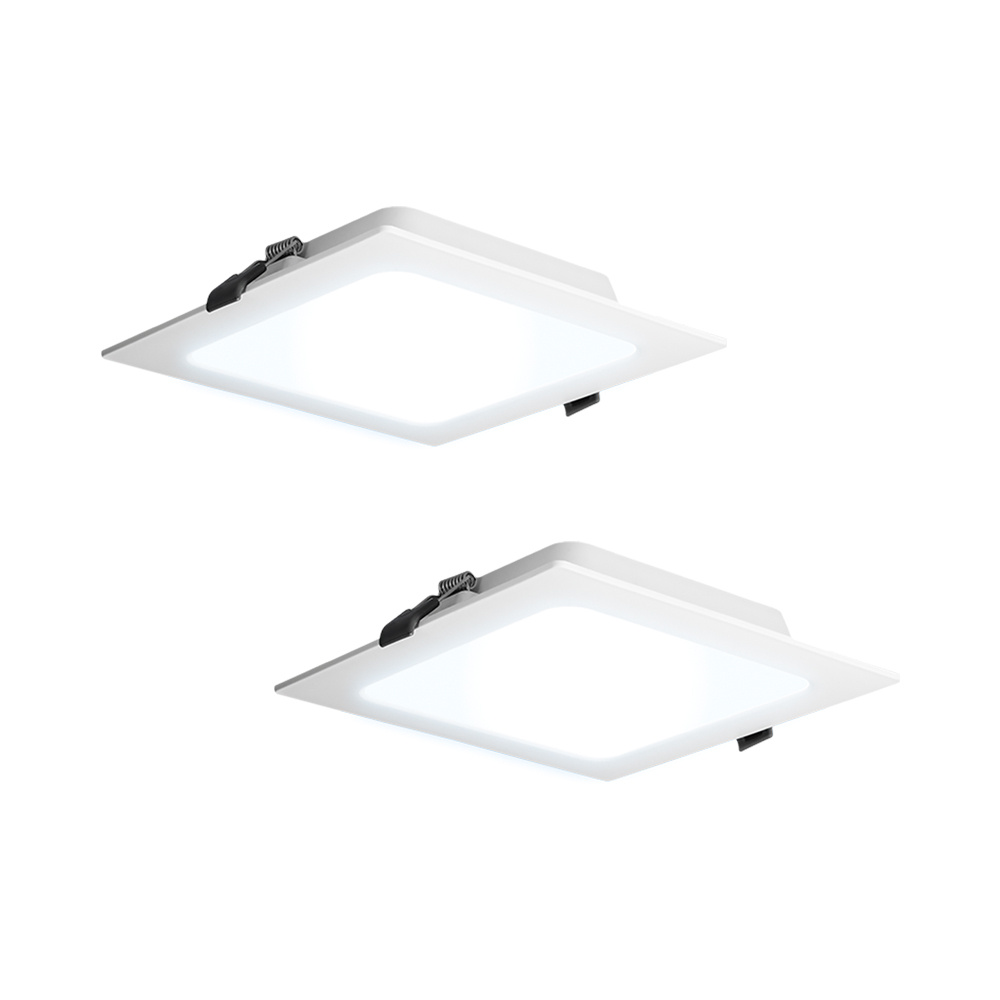 HOFTRONIC™ Set van 2 Virginia inbouwspots vierkant - 9 Watt 820 lumen - 6500K Daglicht wit - IP20 Stofdicht- 145x145mm - inbouwdiepte 25mm - Wit