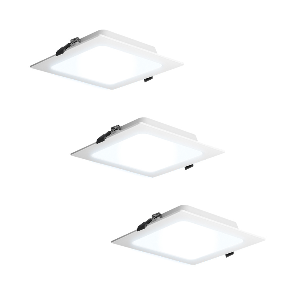 HOFTRONIC Set van 3 Virginia inbouwspots vierkant - 12 Watt 1160 lumen - 6500K Daglicht wit - IP20 S