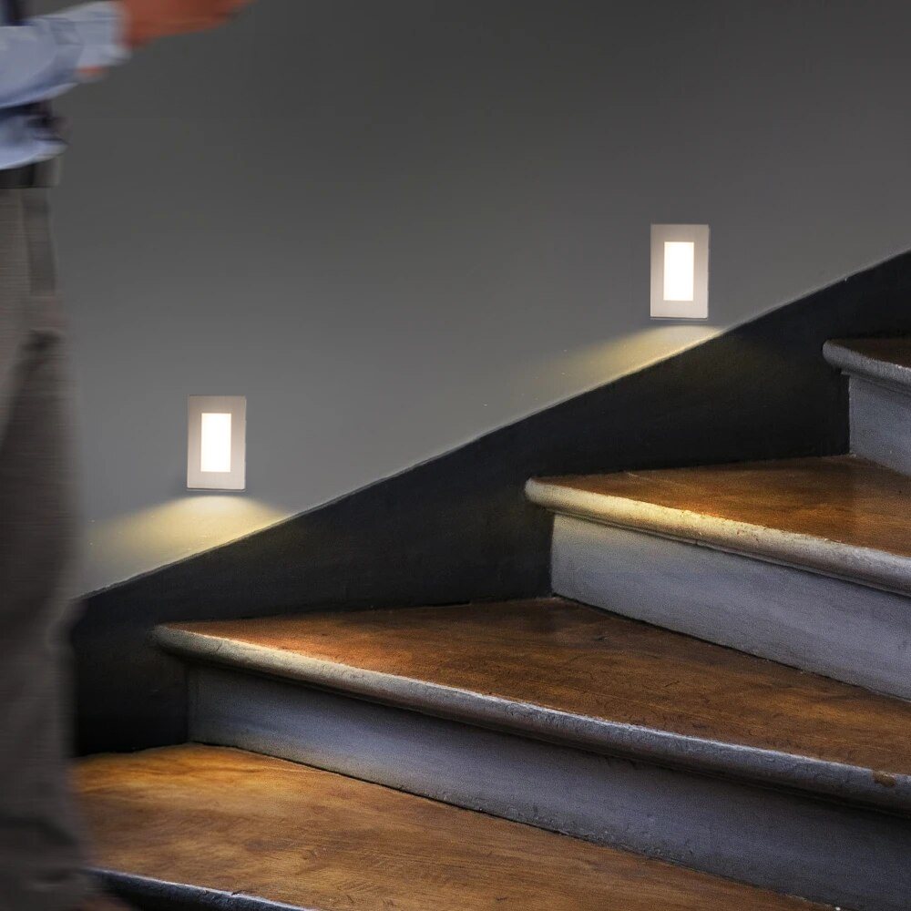 Set van 6 Dillon LED Inbouw wandlampen RVS - 3 Watt 340 Lumen - 3000K warm wit - IP54 voor binnen en buiten