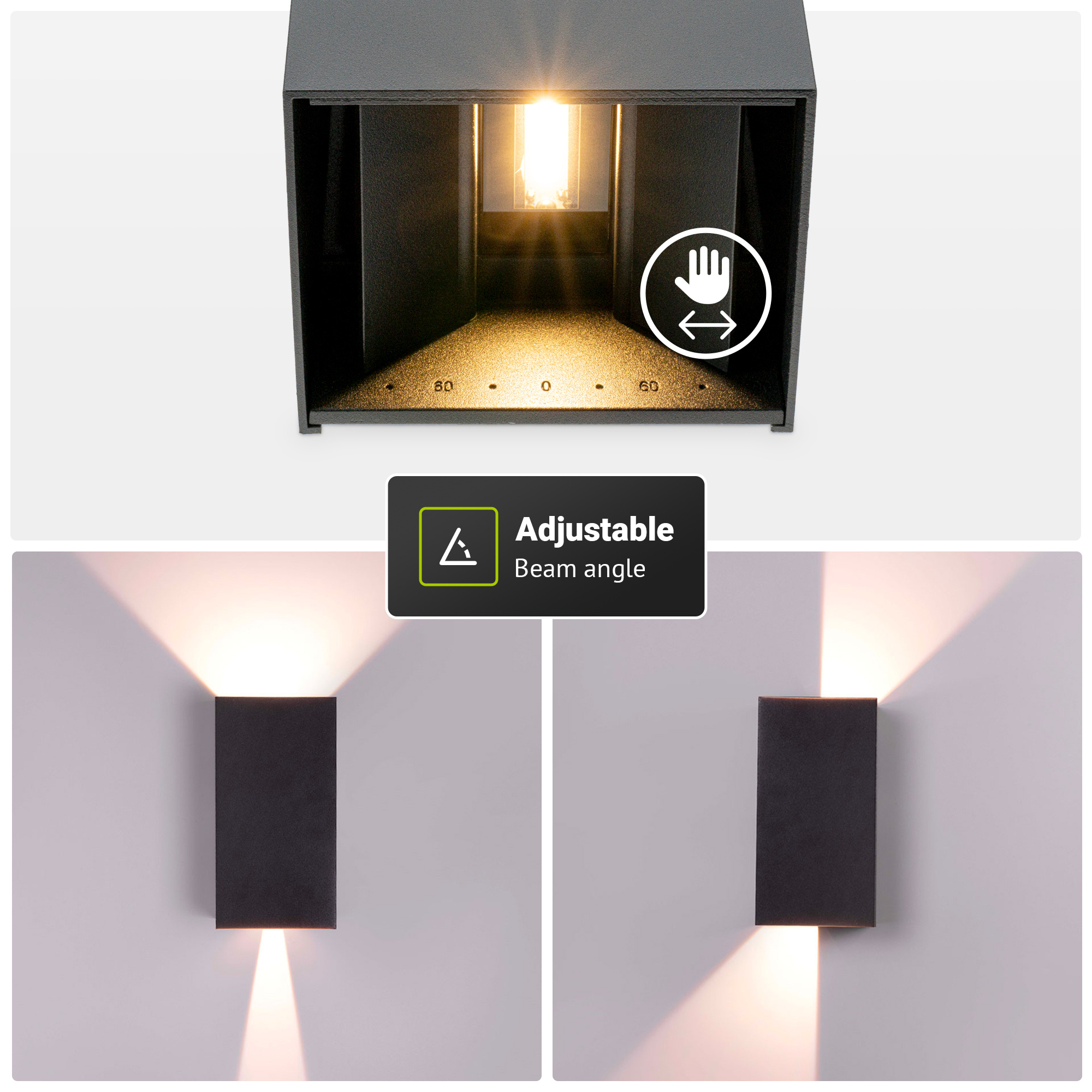 Smart WiFi+ Bluetooth LED Wandlamp Miles S - Dimbaar - 10 Watt - RGBWW - Up & Down light - IP65 - Zwart - Binnen en buiten voor binnen en buiten