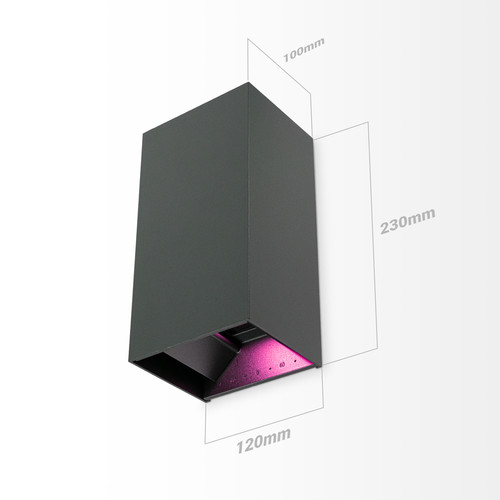 Miles XL smart wandlamp buiten - RGB + WW - LED wandlamp - WiFi+ Bluetooth - Dimbaar - 20 watt - IP65 - Zwart - Binnen en buiten voor binnen en buite