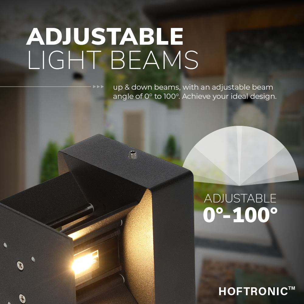 Kansas - Dimbare LED wandlamp kubus - 7 Watt - 3000K warm wit - Up & Down light - IP65 waterdicht - Zwart - Wandverlichting voor binnen en buiten voo