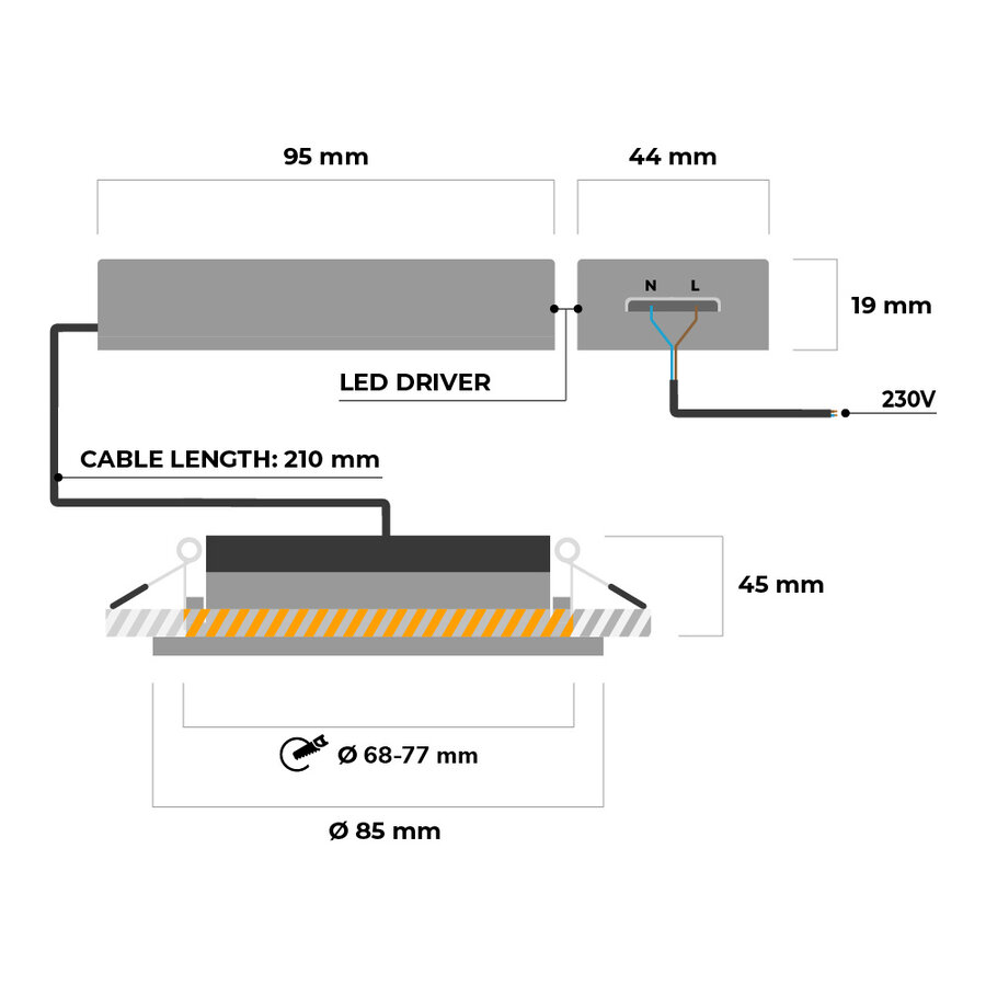 Gr4tec Led-downlights voor plafond dimbaar, 10 x 6 W LED Inbouw Plafondlamp, Warm Wit Neutraal Wit Koel Wit, Badkamer Spotlights IP65 Waterdicht, Spot Lights voor Keuken Slaapkamer, Gat 68-80mm