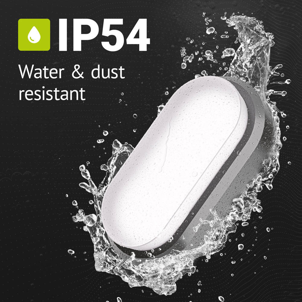 Set van 4 C-Series - LED Plafondlamp zwart ovaal - Wandlamp - Scheepslamp - IP54 - 12W - 1160lm - 6500K Daglicht wit - voor binnen en buiten voor bin