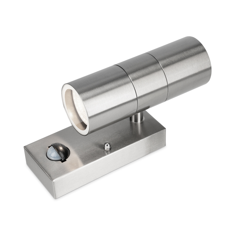 Jasmin wandlamp - RVS - 6000K Neutraal wit - Bewegingsmelder en schemerschakelaar - IP44 spatwaterdicht - Up & Downlight voor buiten voor binnen en