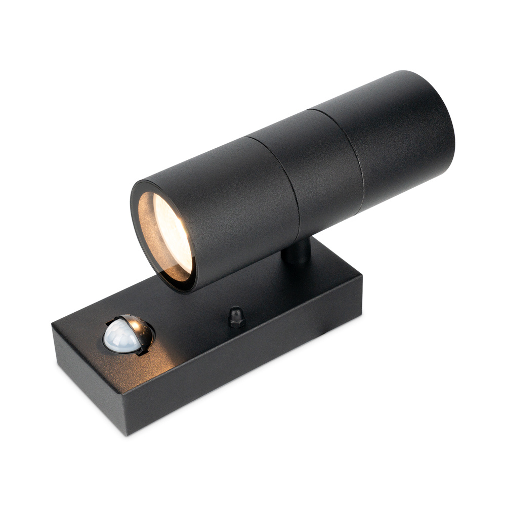 Blenda wandlamp - 2700K warm wit - Bewegingsmelder en schemerschakelaar - Zwart - IP44 spatwaterdicht - Up & Downlight voor buiten voor binnen en bui