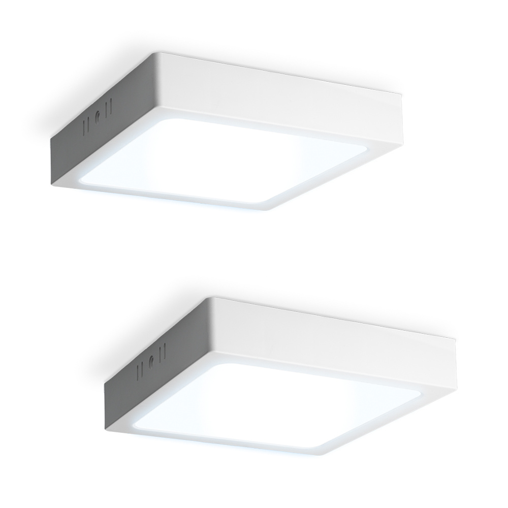 HOFTRONIC™ Set van 2 Carolina opbouwspots vierkant 12 Watt 1160 Lumen Wit 6500K daglicht wit LED downlight IP20 stofdicht 160mm