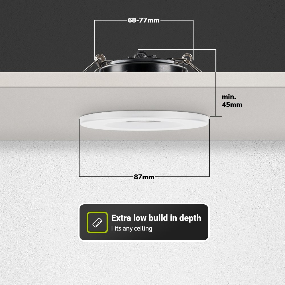 Set van 10 Inbouwspots - Dimbaar - 6 Watt - 2700K Warm wit licht - IP65 waterdicht - Plafondspot wit - Venezia
