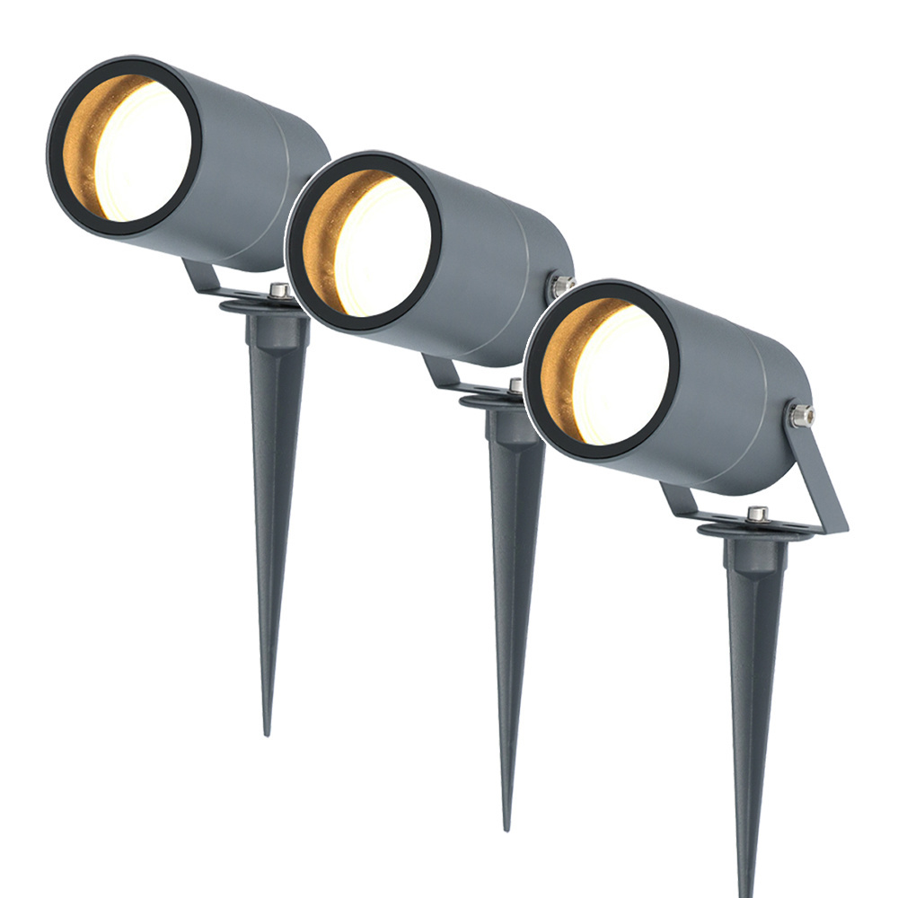 HOFTRONIC 3x Spikey dimbare LED prikspot aluminium antraciet excl. GU10 spot IP65 waterdicht 3 jaar 