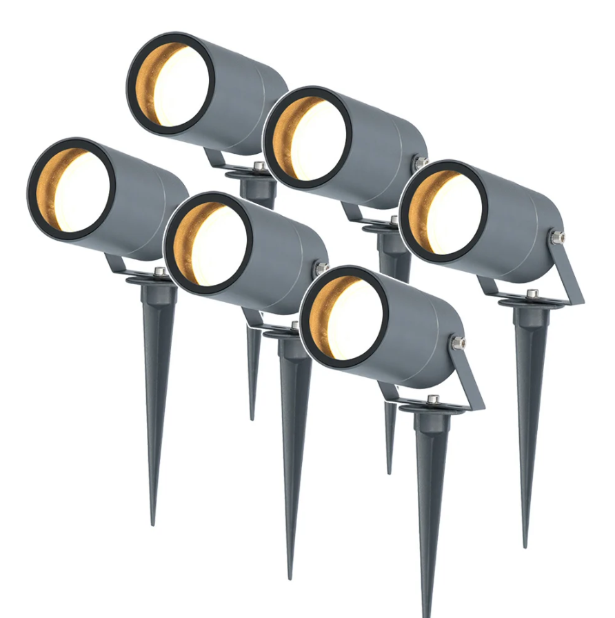 HOFTRONIC™ Set van 6 Spikey dimbare LED prikspots excl. GU10 Wandspot IP65 voor binnen en buiten Grondspies Antraciet