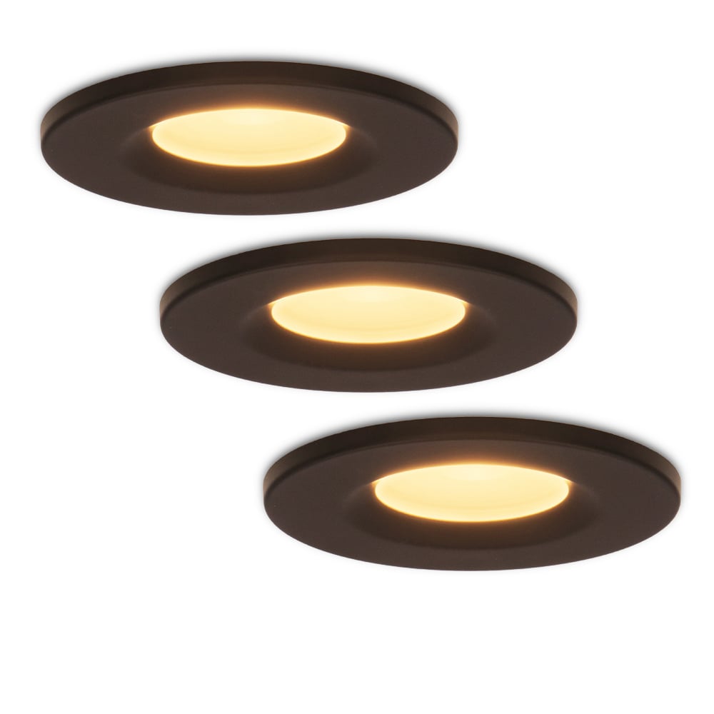 HOFTRONIC™ Set van 3 stuks dimbare LED inbouwspot zwart Venezia 6 Watt 2200 2700K IP65 Dim to warm