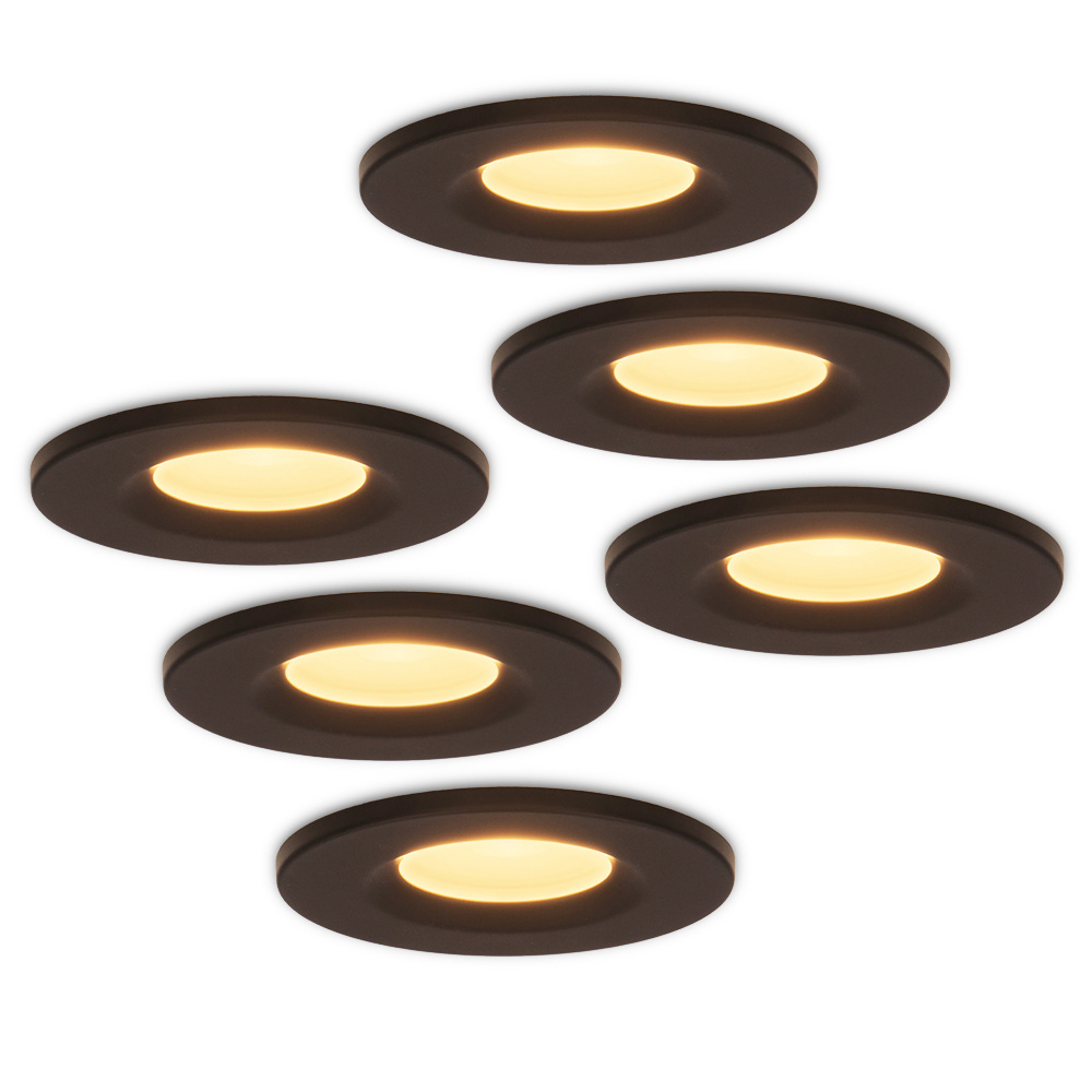 HOFTRONIC™ Set van 6 stuks dimbare LED inbouwspot zwart Venezia 6 Watt 2200 2700K IP65 Dim to warm