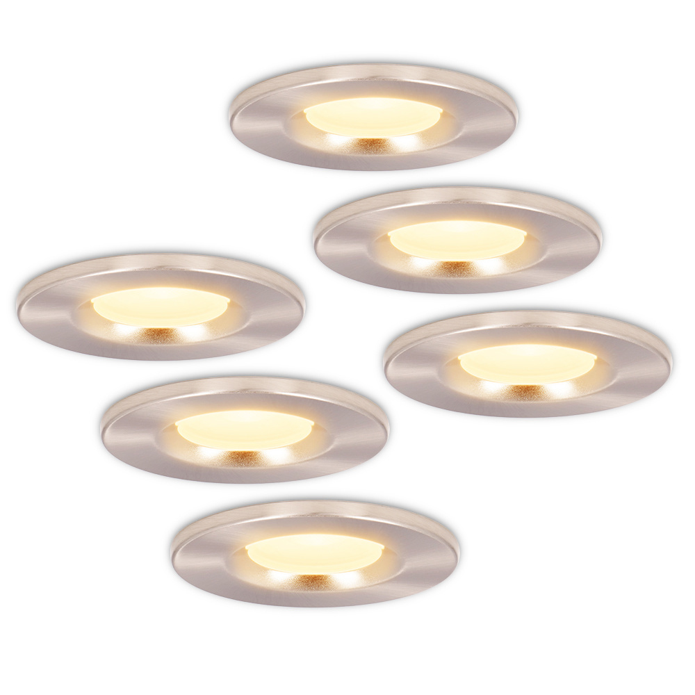 HOFTRONIC™ Set van 6 stuks dimbare LED inbouwspot RVS Venezia 6 Watt 2200 2700K IP65 Dim to warm