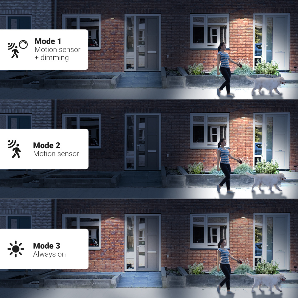 Set van 2 Macon - LED Solar Wandlampen - slim design - met PIR bewegingssensor - Zwart - Warm wit licht - 36 LEDs - IP44