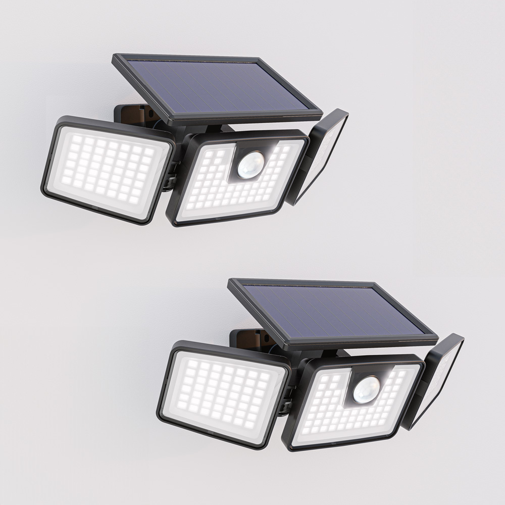 Set van 2 Edon Solar Wandlampen buiten met PIR bewegingssensor - Incl. Schemersensor - IP44 waterdicht - 156 LED's - 7 watt - 6500K 700 lumen daglicht