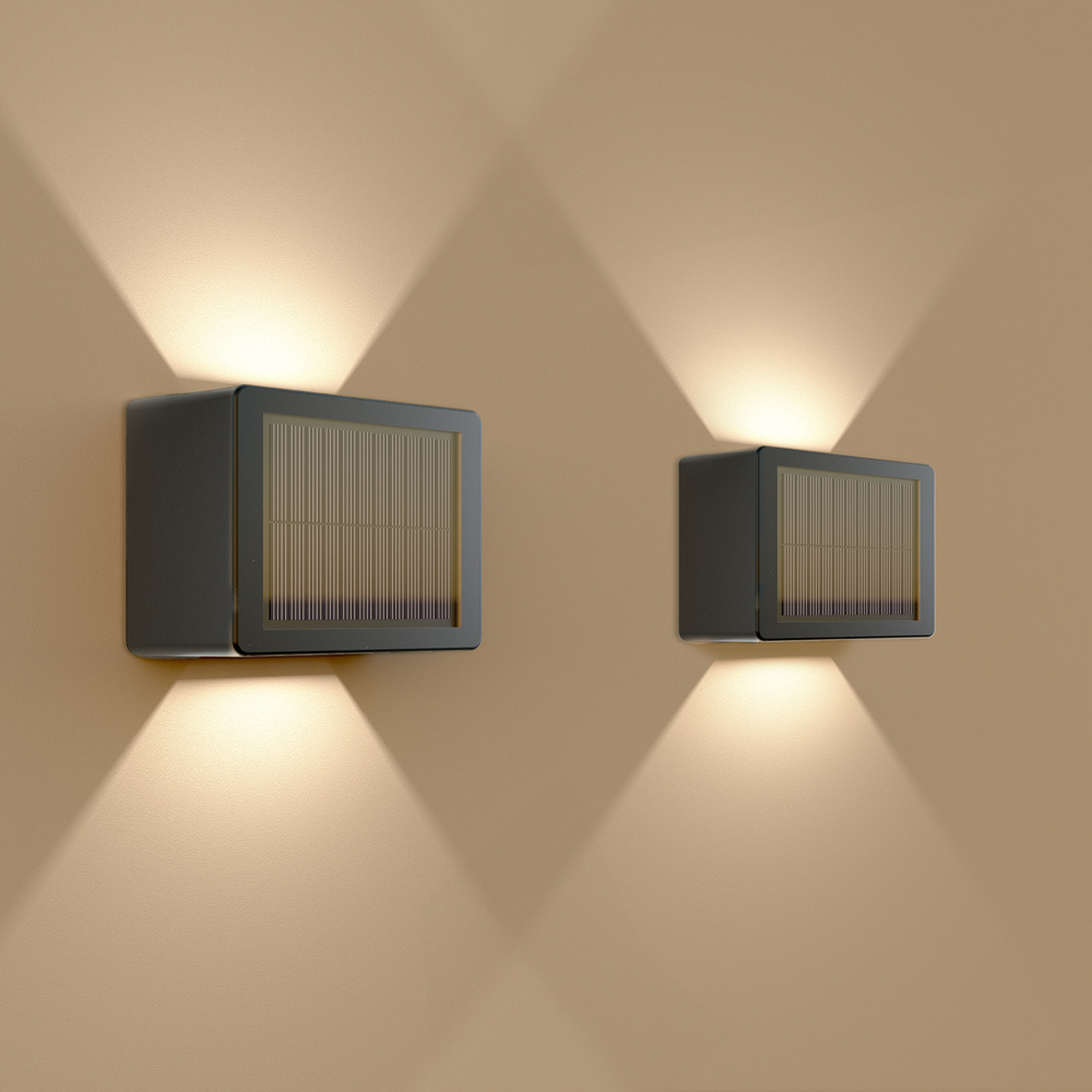 HOFTRONIC Set van 2 Louis - Solar LED Wandlamp - Kubus - Up&Downlight - CCT warm wit-koud wit - Zwar