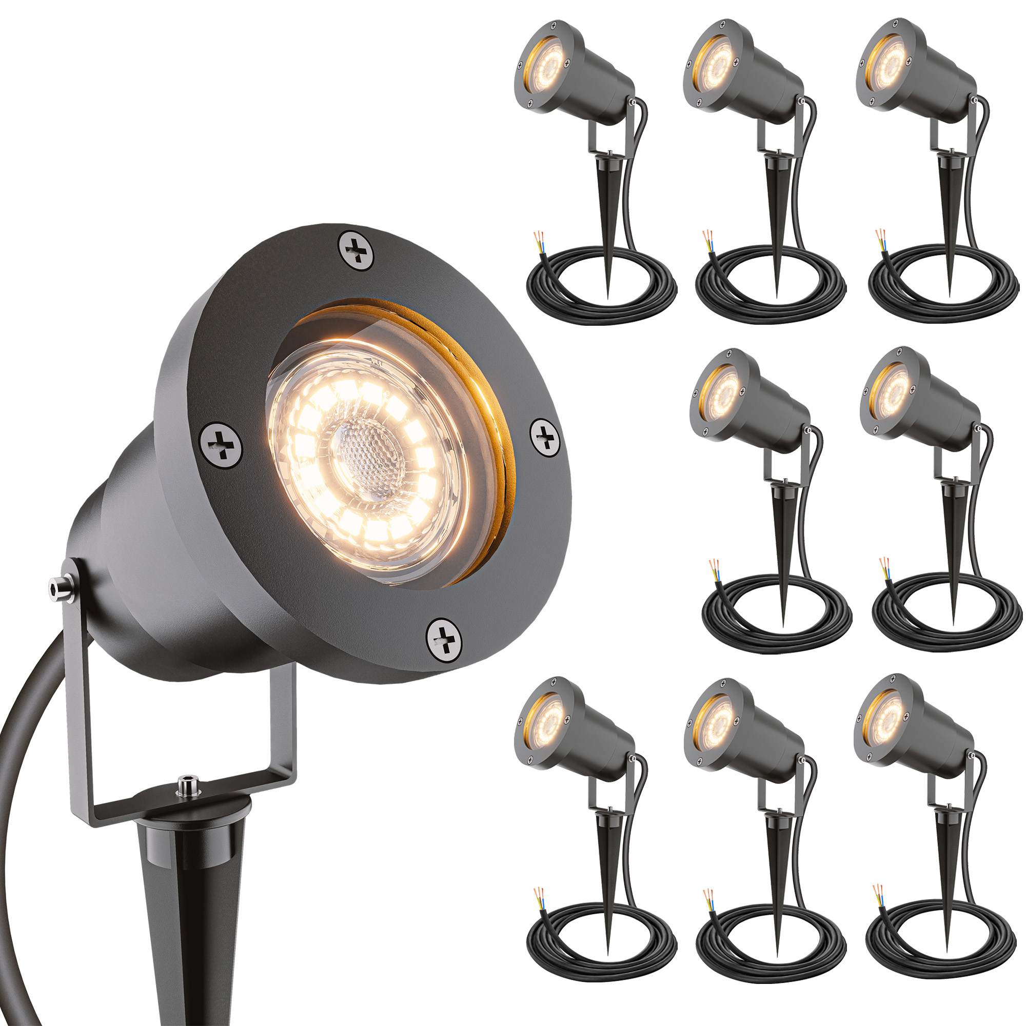Sydney - 9x Prikspot XL - Aluminium - Zwart - IP65 waterdicht - Geschikt voor GU10 spot - 20 watt - 3 jaar garantie - Tuin spots, spots bodem buiten