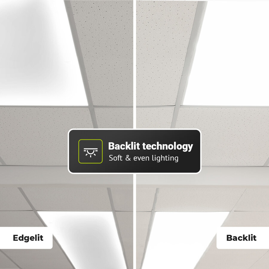 Pannello LED Beghelli Backlight UGR19 36W 30x120 Cm 4000K - Illuminazione A Sospensione Per Uffici, Scuole, Negozi
