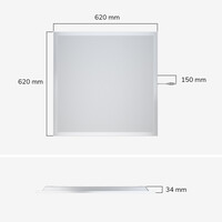 LED Paneel met Dali driver - Dimbaar - 62x62 cm - 36 Watt - 4860lm (135lm/W) - 3000K warm wit - Flikkervrij - UGR22 - 5 jaar garantie