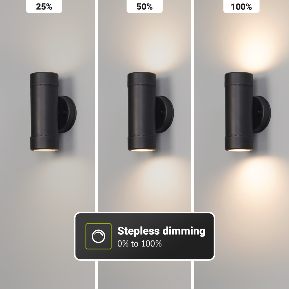 Otey - LED Wandlamp Zwart - Up & Down Light - GU10 excl. lichtbron - Dimbaar - IP44 waterdicht - Voor binnen & buiten - Wandspot - Polycarbonaat voor