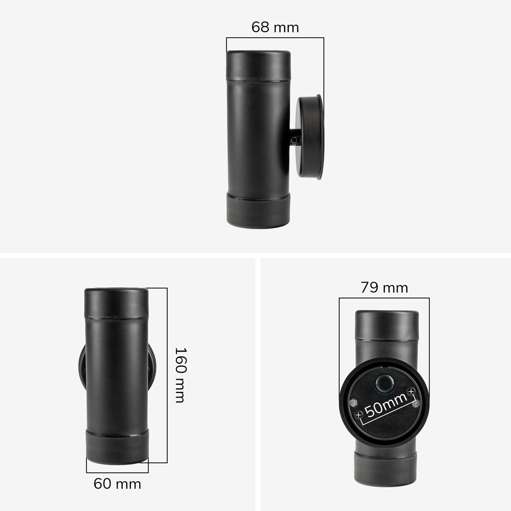 Otey - LED Wandlamp Zwart - Up & Down Light - GU10 excl. lichtbron - Dimbaar - IP44 waterdicht - Voor binnen & buiten - Wandspot - Polycarbonaat voor