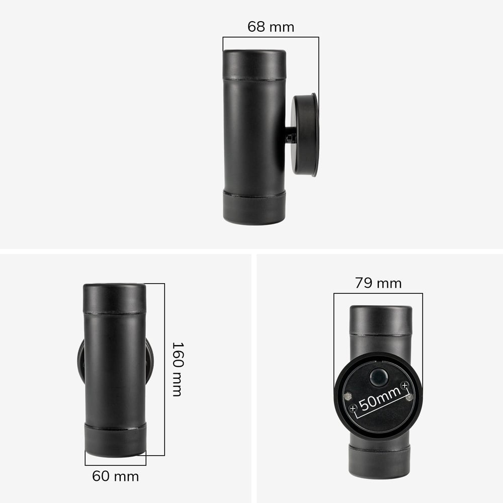 Otey - LED Wandlamp Zwart - Up & Down Light - GU10 - 4000K neutraal wit licht - Dimbaar - IP44 waterdicht - Voor binnen & buiten - Wandspot - Polycarb