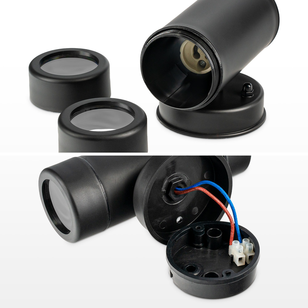 Otey - LED Wandlamp Zwart - Up & Down Light - GU10 - 4000K neutraal wit licht - Dimbaar - IP44 waterdicht - Voor binnen & buiten - Wandspot - Polycarb