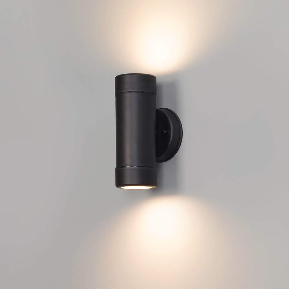 HOFTRONIC™ Otey - LED Wandlamp Zwart - Up & Down Light - GU10 - 2700K warm wit licht - Dimbaar - IP44 waterdicht - Voor binnen & buiten - Wandspot - Polycarbonaat