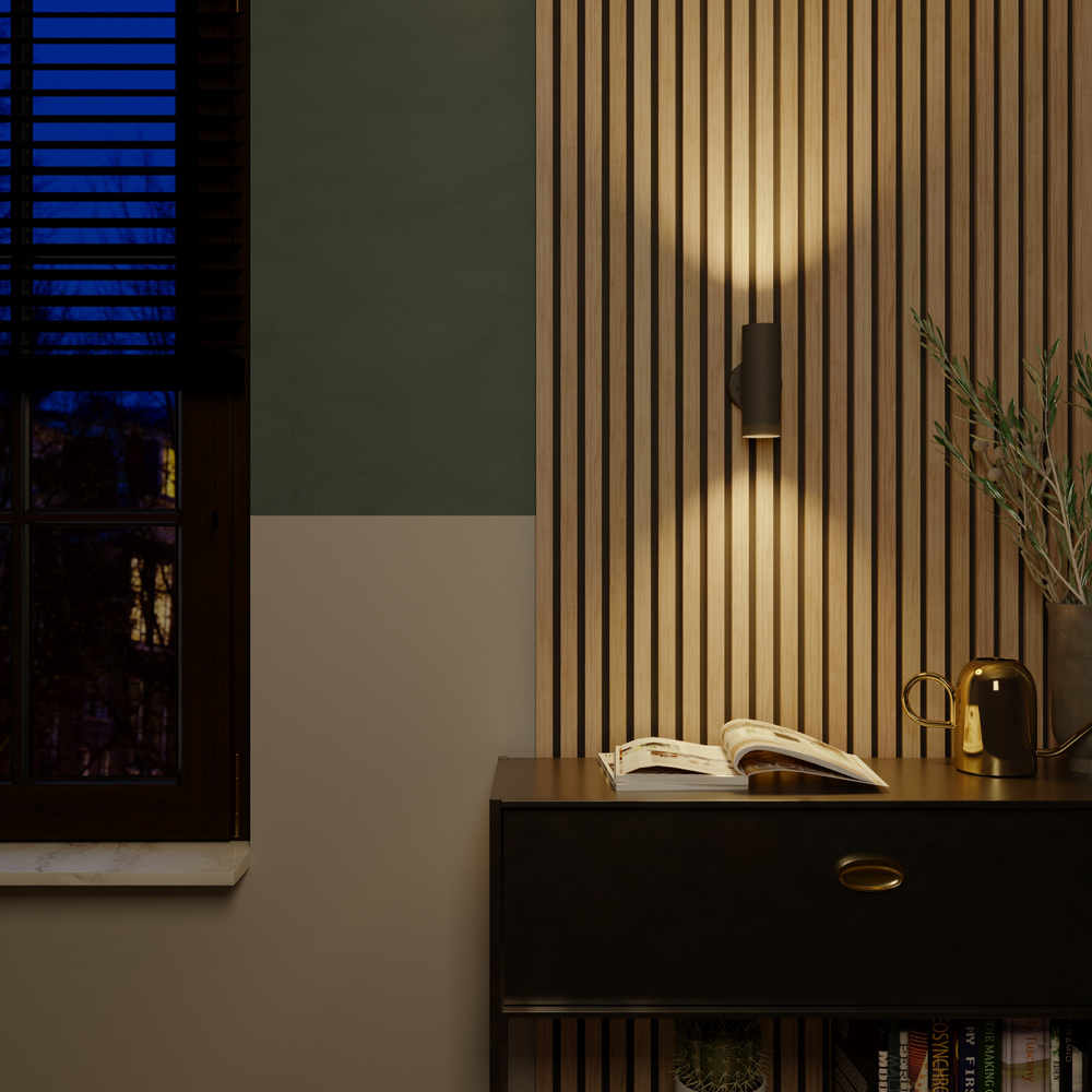 Blenda dimbare LED Wandlamp - 6000K daglicht wit - GU10 - Rond - Up & Down light - Zwart - IP44 voor buiten voor binnen en buiten