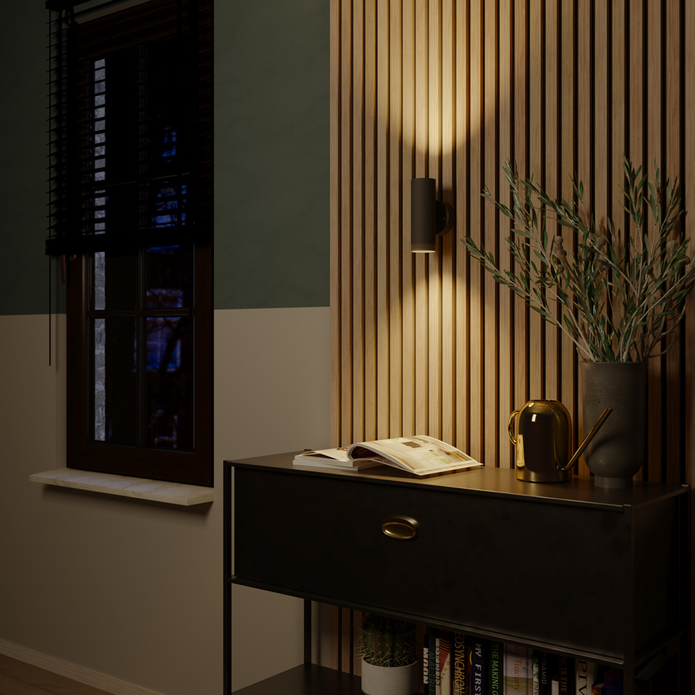 Blenda dimbare LED Wandlamp - 6000K daglicht wit - GU10 - Rond - Up & Down light - Zwart - IP44 voor buiten voor binnen en buiten