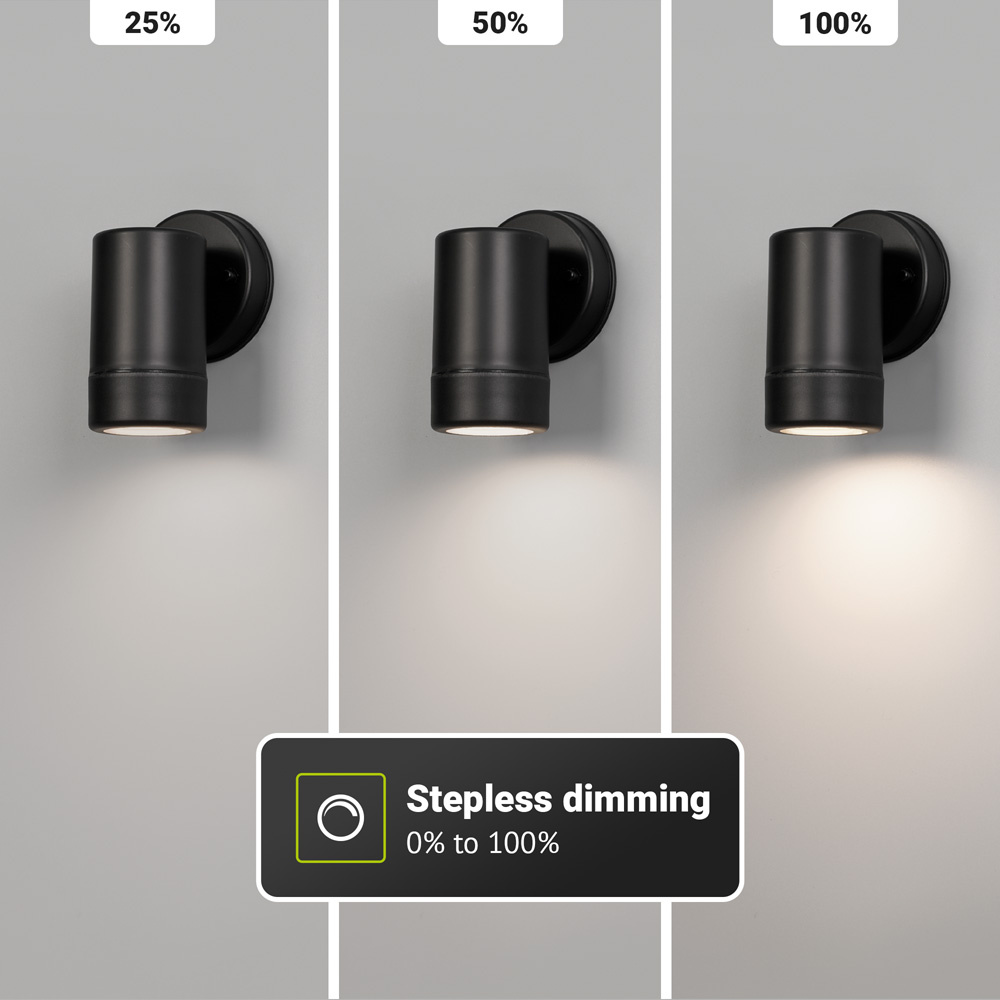 Otey - LED Wandlamp Zwart - Downlight - GU10 - 4000K neutraal wit licht - Dimbaar - IP44 waterdicht - Voor binnen & buiten - Wandspot - Polycarbonaat