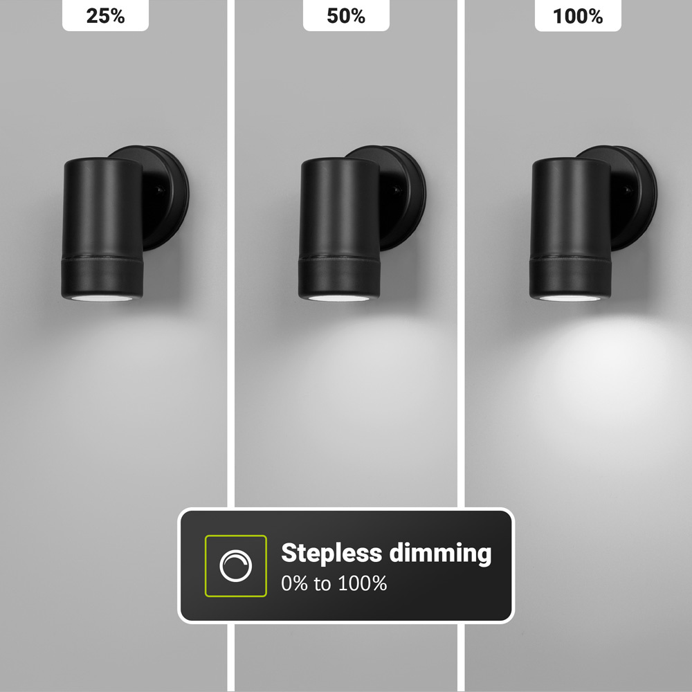 Otey - LED Wandlamp Zwart - Downlight - GU10 - 6000K daglicht wit licht - Dimbaar - IP44 waterdicht - Voor binnen & buiten - Wandspot - Polycarbonaat