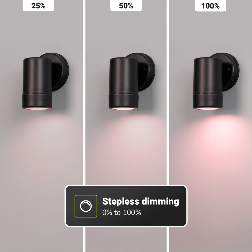 Otey - Smart LED LED Wandlamp Zwart - Downlight - GU10 - RGB WW - Wifi/Bluetooth - IP44 waterdicht - Voor binnen & buiten - Wandspot - Polycarbonaat