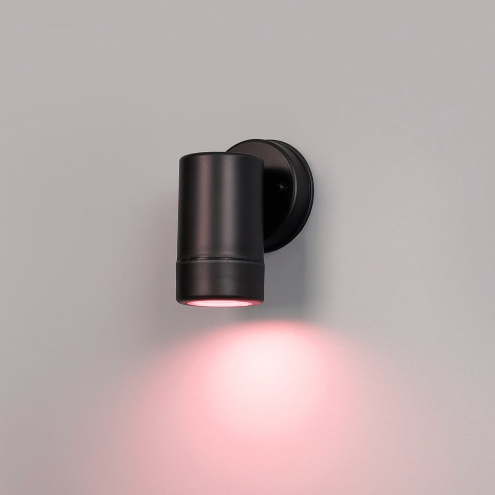 HOFTRONIC™ Otey - Smart LED LED Wandlamp Zwart - Downlight - GU10 - RGB WW - Wifi/Bluetooth - IP44 waterdicht - Voor binnen & buiten - Wandspot - Polycarbonaat
