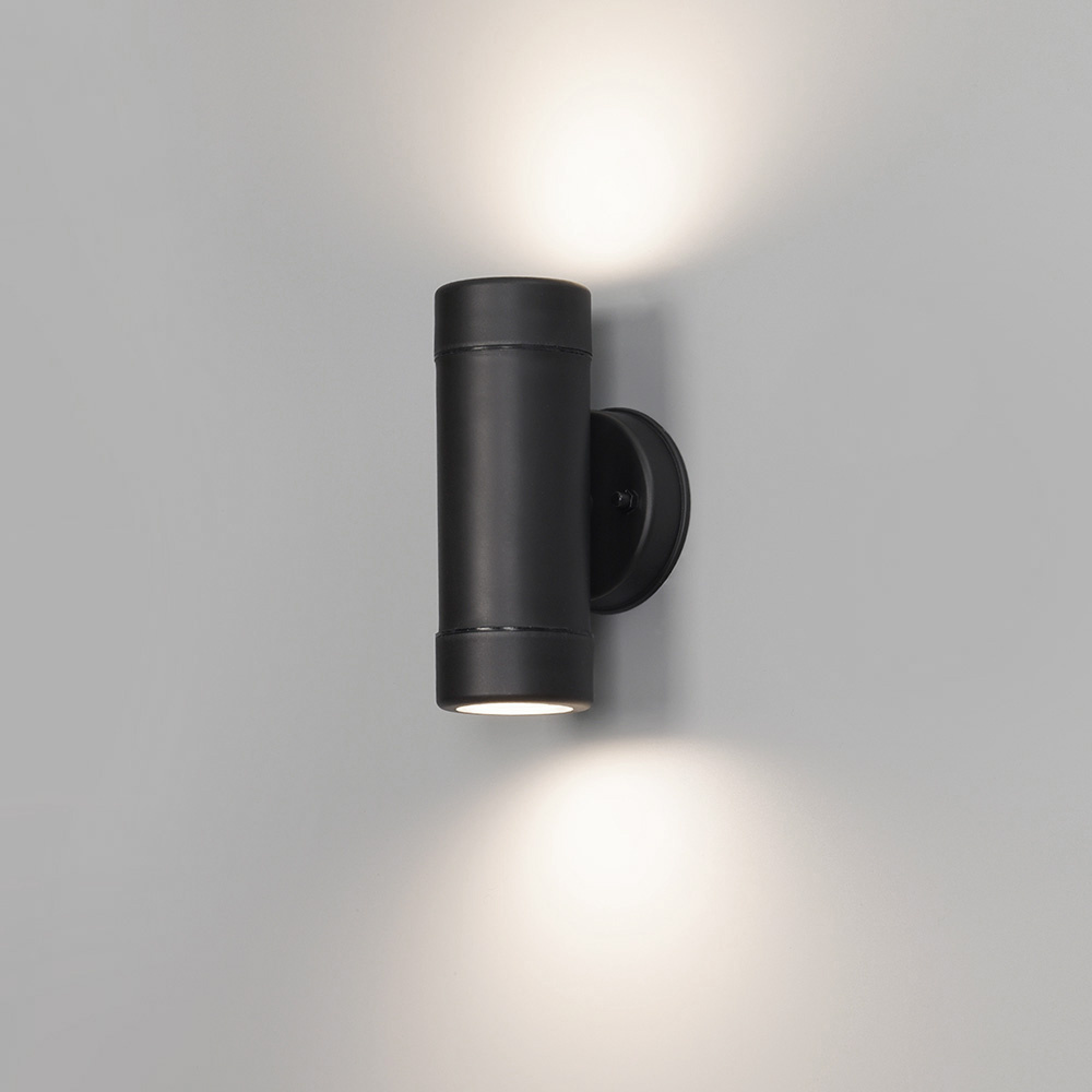 HOFTRONIC™ Otey - LED Wandlamp Zwart - Up & Down Light - GU10 - 4000K warm wit licht - Dimbaar - IP44 waterdicht - Voor binnen & buiten - Wandspot - Polycarbonaat