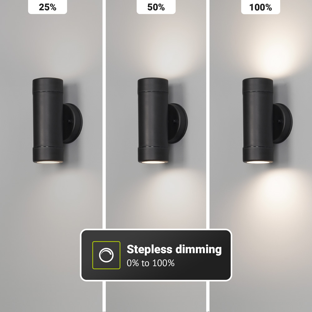 Otey - LED Wandlamp Zwart - Up & Down Light - GU10 - 4000K neutraal wit licht - Dimbaar - IP44 waterdicht - Voor binnen & buiten - Wandspot - Polycarb