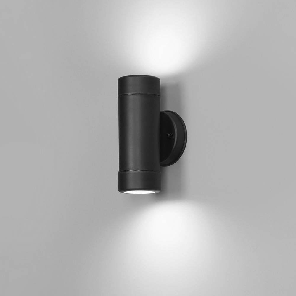 HOFTRONIC™ Otey - LED Wandlamp Zwart - Up & Down Light - GU10 - 6000K warm wit licht - Dimbaar - IP44 waterdicht - Voor binnen & buiten - Wandspot - Polycarbonaat