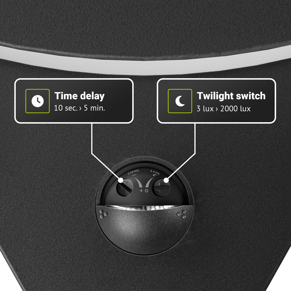 Leeds - LED wandlamp met bewegingssensor - Incl. schemersensor - IP54 waterdicht - 780 lumen - 3000K warm wit licht - 10 watt - Zwart - Buitenlamp - 5