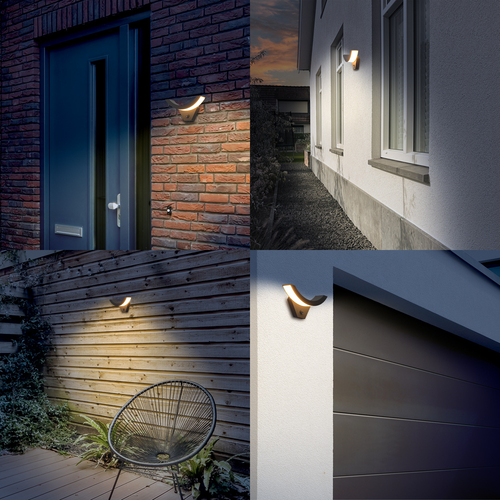 Leeds - LED wandlamp met bewegingssensor - Incl. schemersensor - IP54 waterdicht - 780 lumen - 3000K warm wit licht - 10 watt - Zwart - Buitenlamp - 5