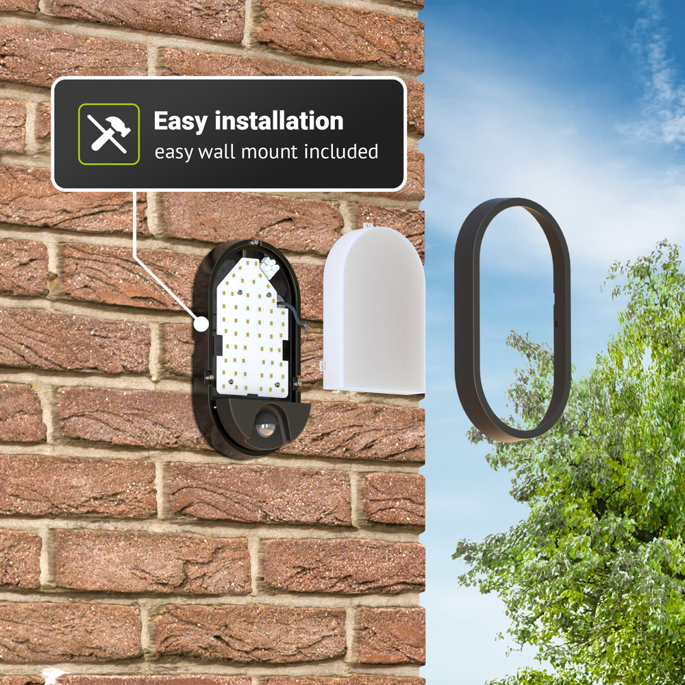 Trend - LED wandlamp met bewegingssensor - Incl. schemersensor - IP54 waterbestendig - 825 lumen - 3000K warm wit licht - 10 watt - Zwart - 5 jaar gar afbeelding