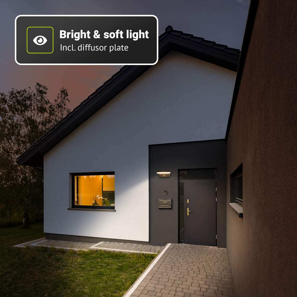 Derby - LED wandlamp met bewegingssensor - Incl. schemersensor - IP65 waterdicht - 1500 lumen - 3000K warm wit licht - 15 watt - Zwart - Buitenlamp -