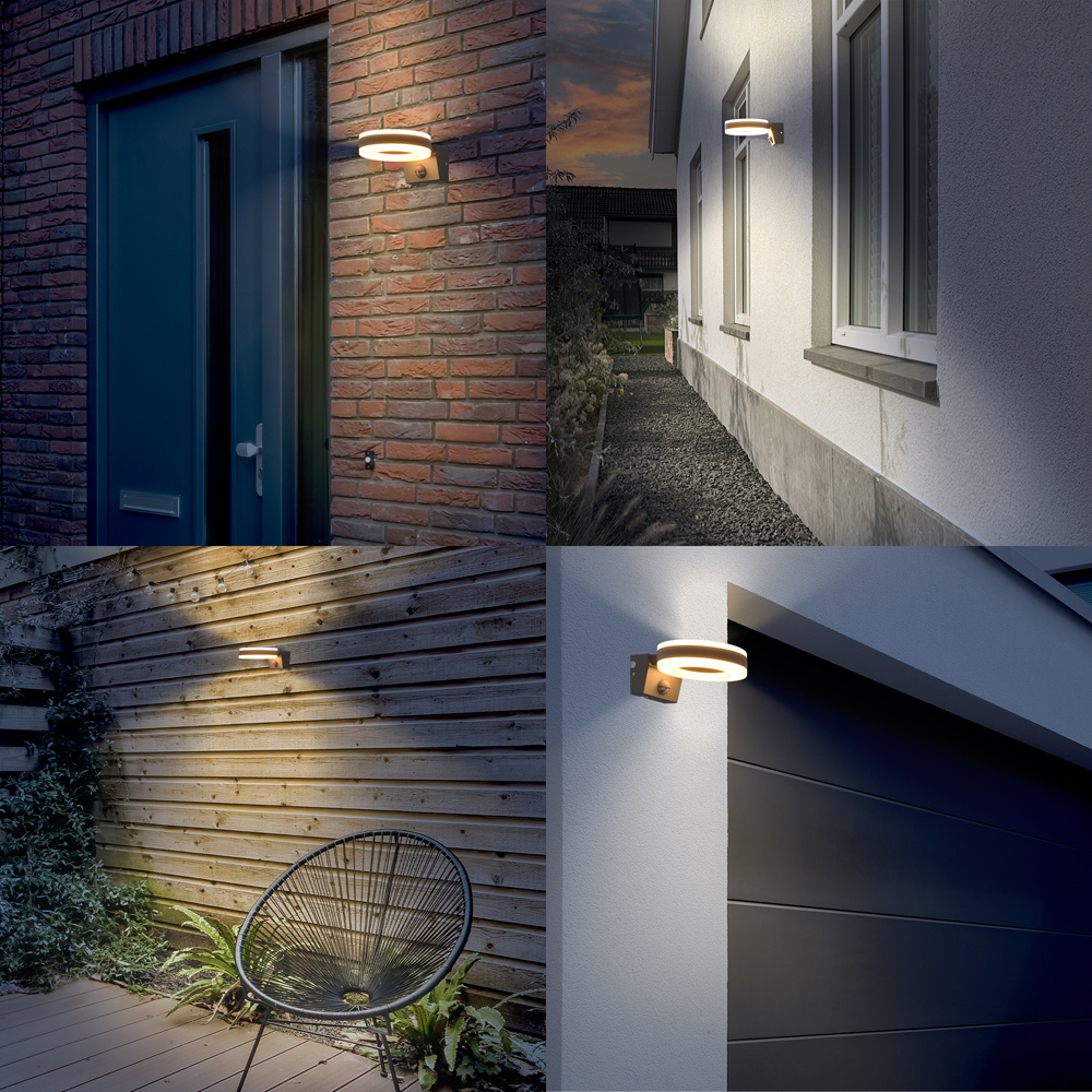 Corby - LED wandlamp met bewegingssensor - Incl. schemersensor - IP65 waterdicht - 1600 lumen - 3000K warm wit licht - 20 watt - Zwart - Buitenlamp -