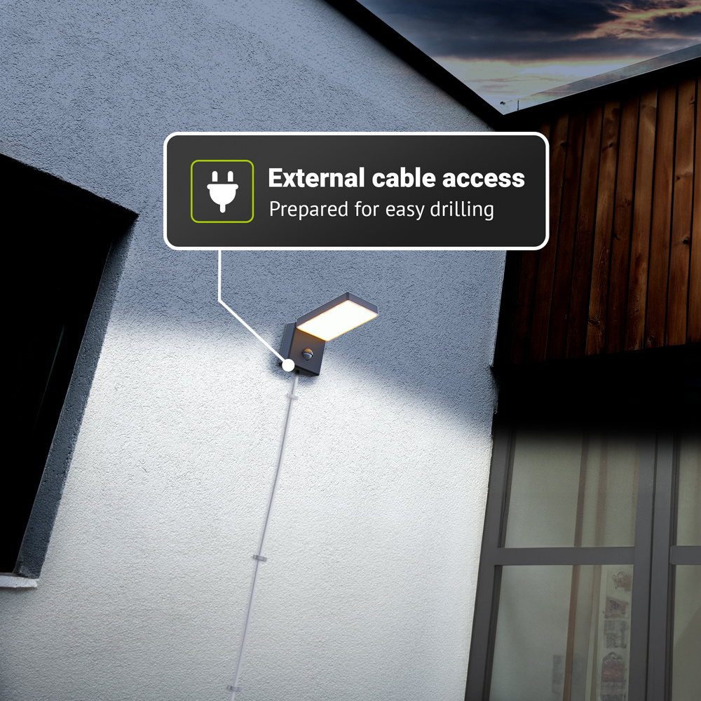 Selby - LED wandlamp met bewegingssensor - Incl. schemersensor - IP65 waterdicht - 780 lumen - 3000K warm wit licht - 10 watt - Zwart - Buitenlamp - 5