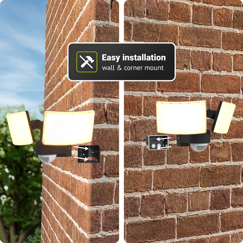 Luton - LED-breedstraler met bewegingssensor - Incl. schemersensor - IP65 waterdicht - Kantelbaar - 3300 lumen - 3000K warm wit licht - 40 watt - Zwar