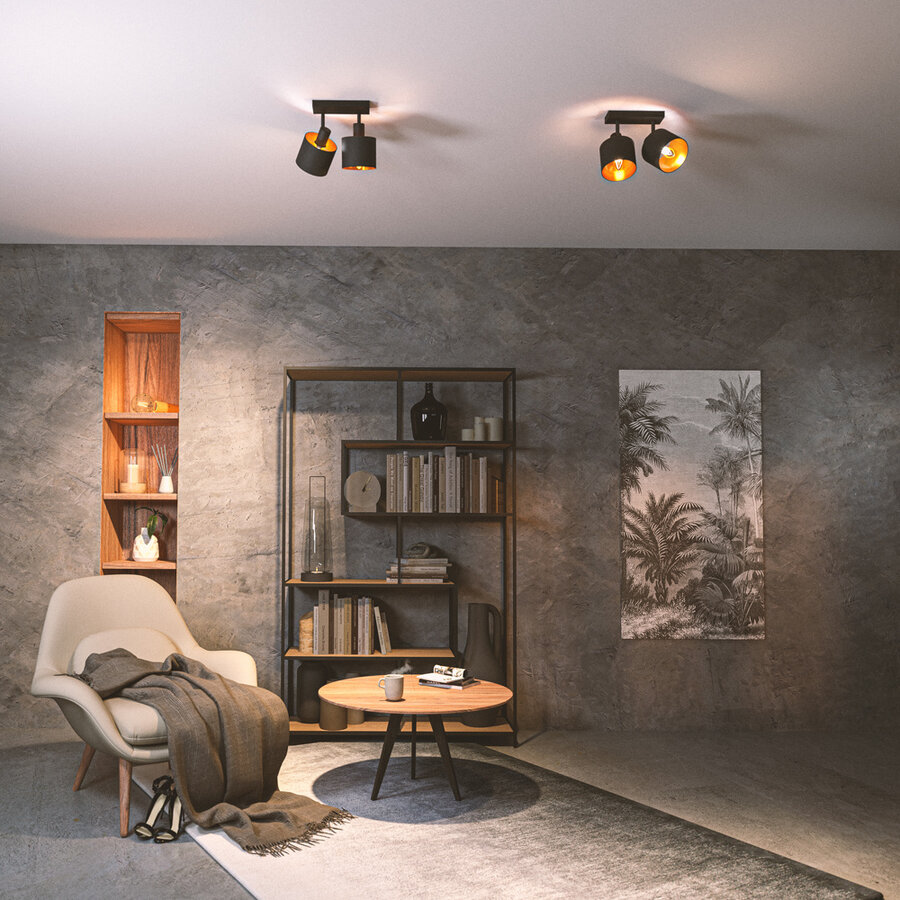 LEDVANCE LED plafondspot Kurk, GU10, 2-lamps, dimbaar, zwart