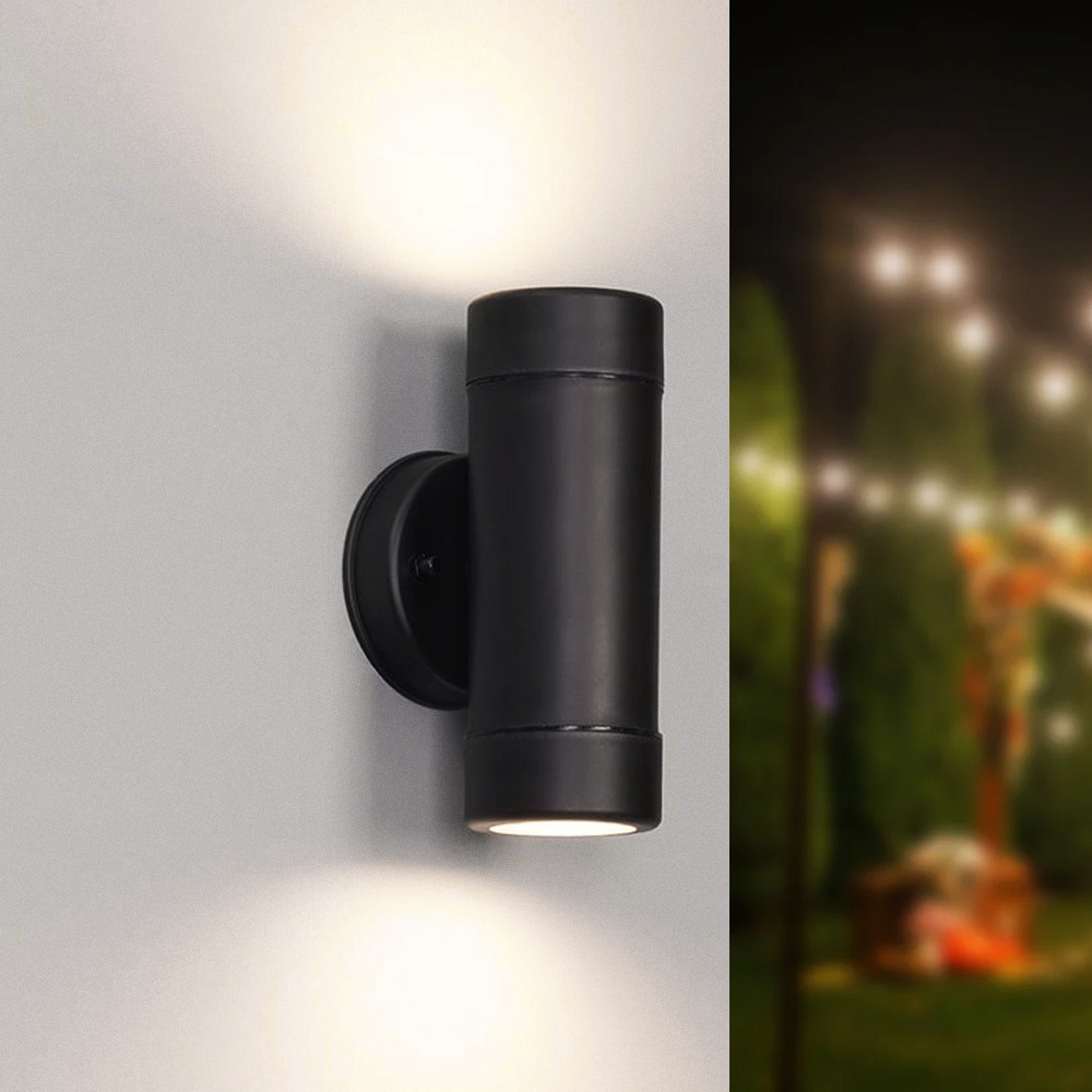 HOFTRONIC™ Otey LED Wandlamp Zwart Up Down Light GU10 4000K neutraal wit licht Dimbaar IP44 waterdicht Voor binnen buiten Wandspot Polycarbonaat